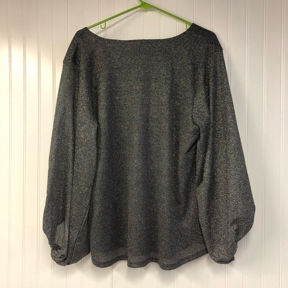 Maurices Silver Metallic V-Neck Blouse with Ruched Sleeves XXL - Picture 4 of 4